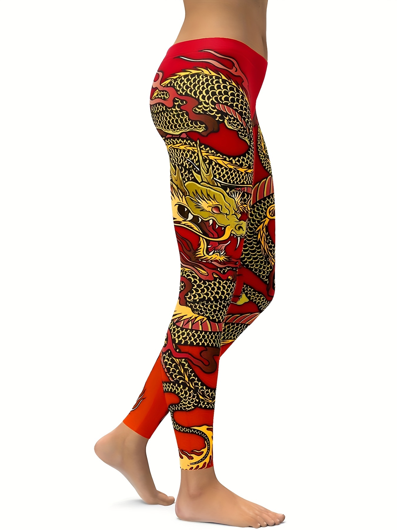 New Women Gold Printed High Waist Fitness Yoga Pants Sport