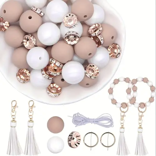 Round Ball Loose Silicone Beads Jewelry DIY Wristlet Bracelet Keychains  Making