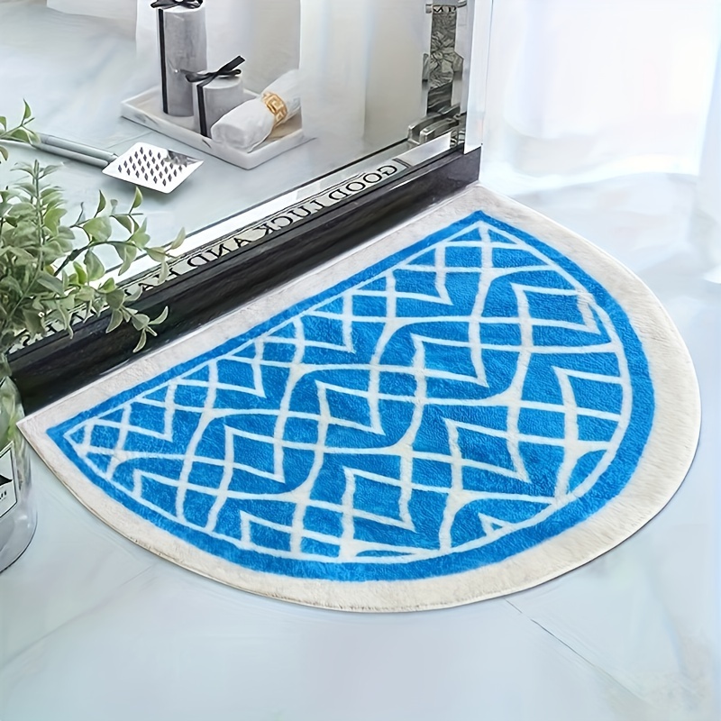 1pc Floral Bathroom Mat, Modern Style Oval-shaped Bath Mat With