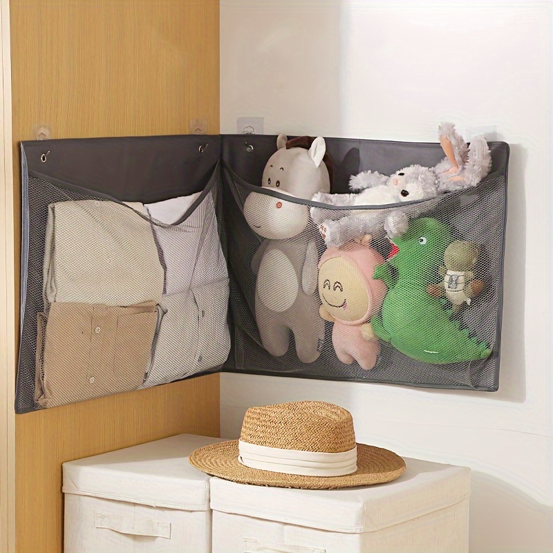 Stuffed Animal Storage Bag Over The Door Stuff Animals Organizer With 4  Large Pockets Hanging Mesh Bags For Baby Plush Toys - AliExpress