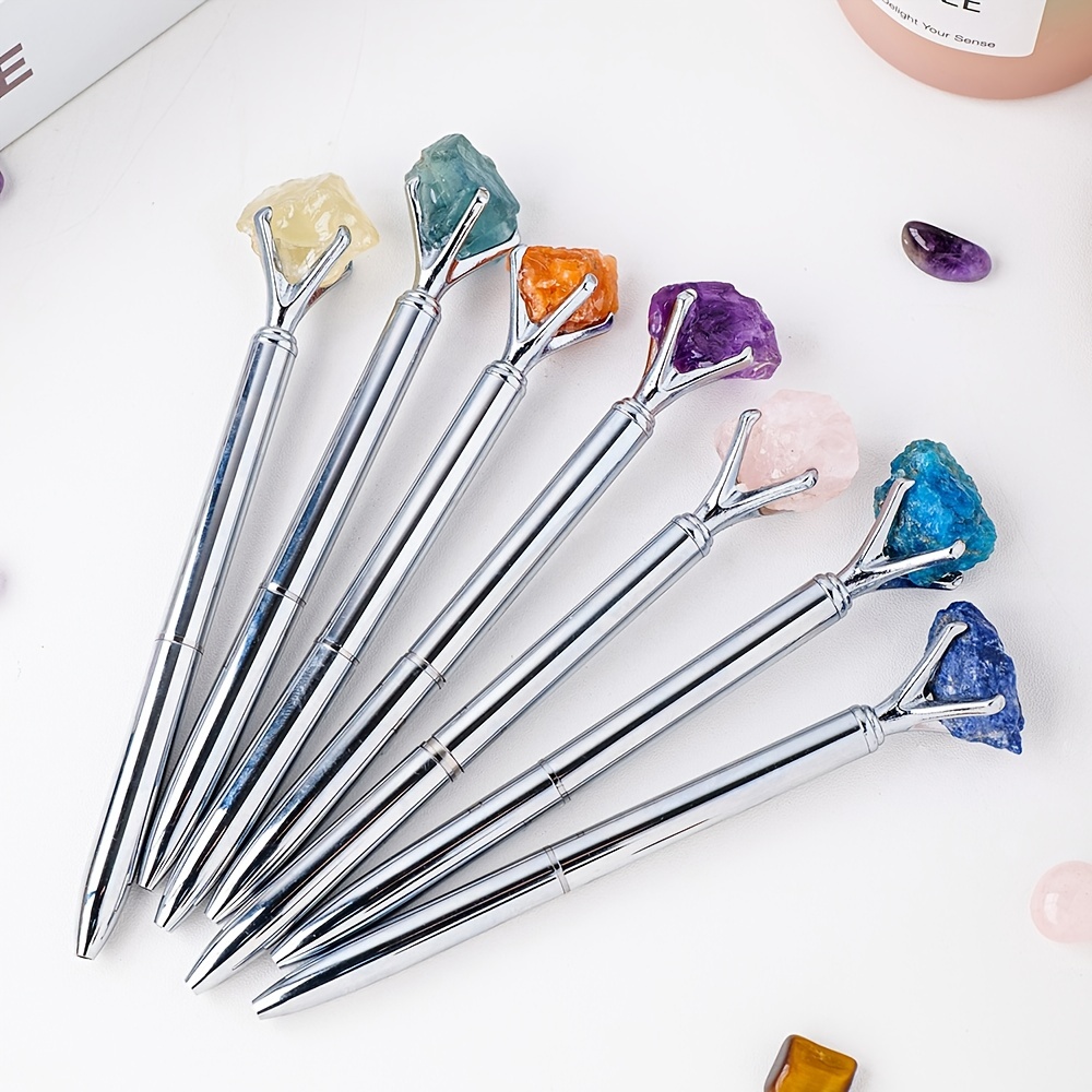 

1pc Large Natural Amethyst Crystal Raw Stone Pen Ballpoint Pen Student Stationery Office Business Gifts