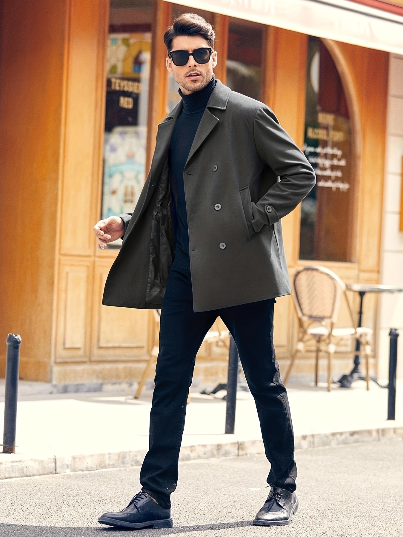 Elegant Double-Breasted Waisted Long Winter Coats For Business