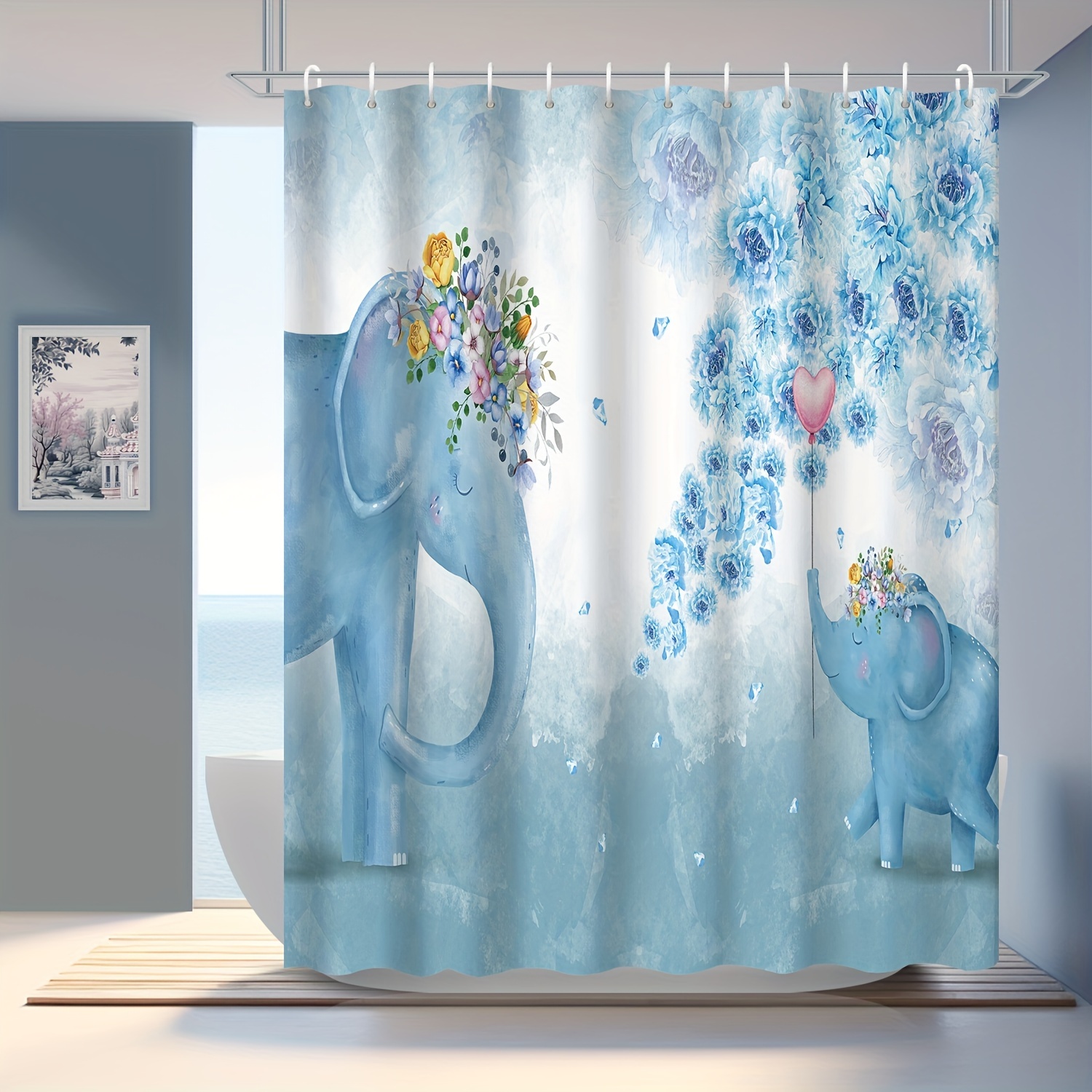 Colorful Elephant Decoration Shower Curtain Set Waterproof - Temu