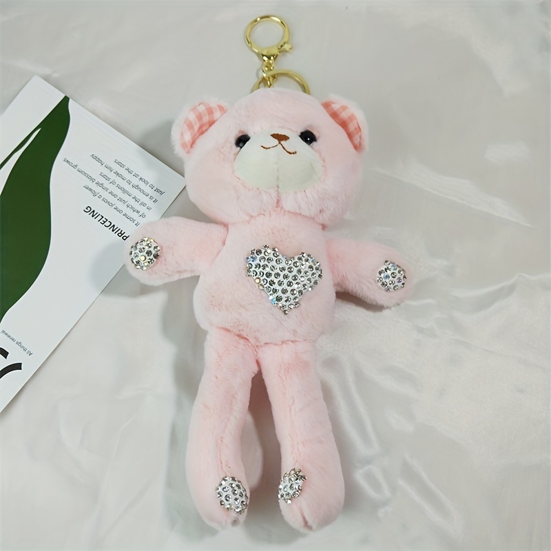 1pc Cute Pink Flash Bear Keychain Astronaut Girl Bag Charm Keyring