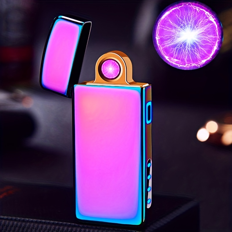 Usb Rechargeable Electric Lighter Windproof Plasma Arc Touch Sensor  Lighting Power Display Cool Colorful Design Perfect Men Women Gift Box, 24/7 Customer Service