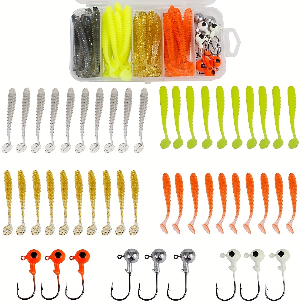 Portable Freshwater Fishing Set Soft Worm Football Jig Head - Temu