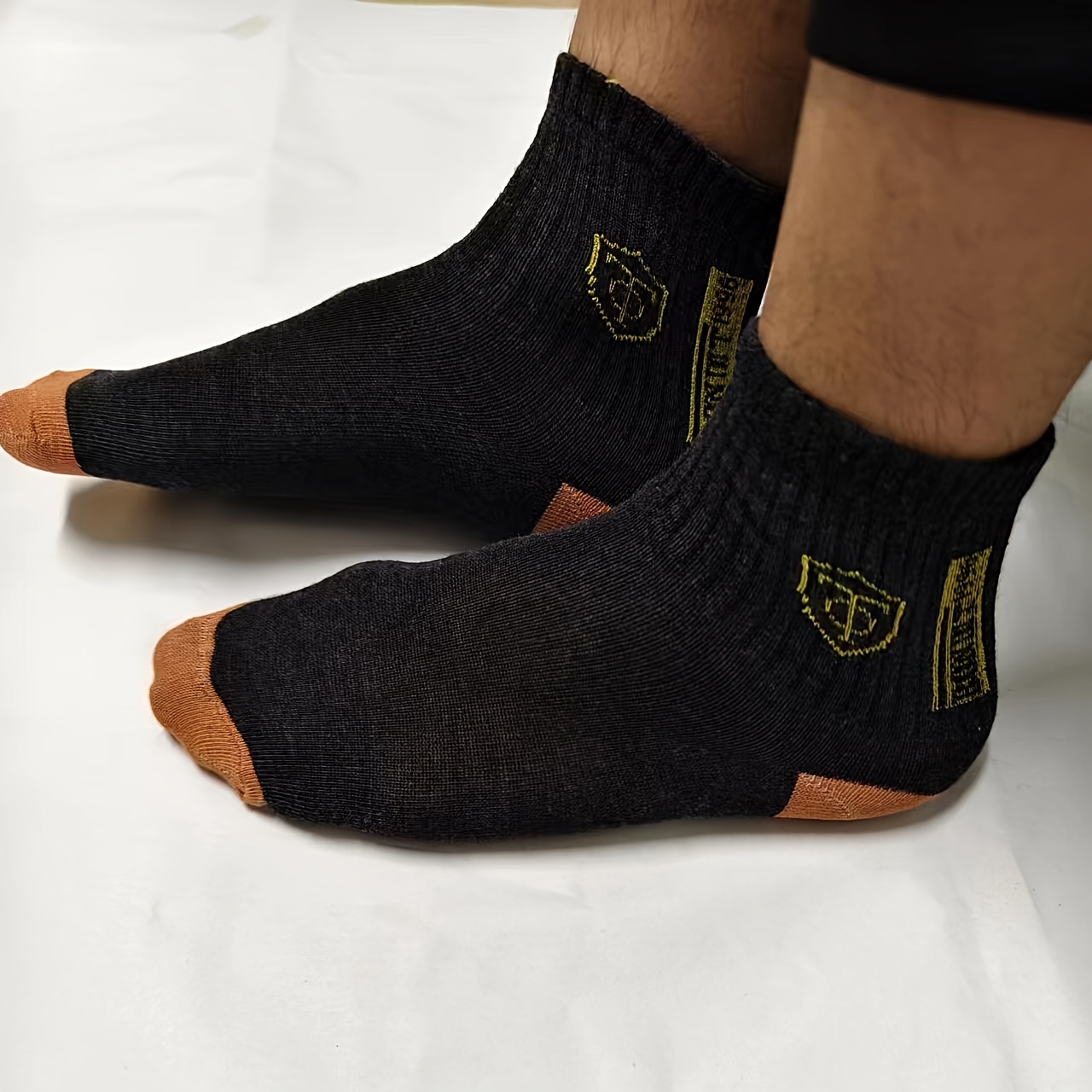 5pairs Men's Casual Sports Socks, Breathable Comfy Sweat Absorption Athletic Socks