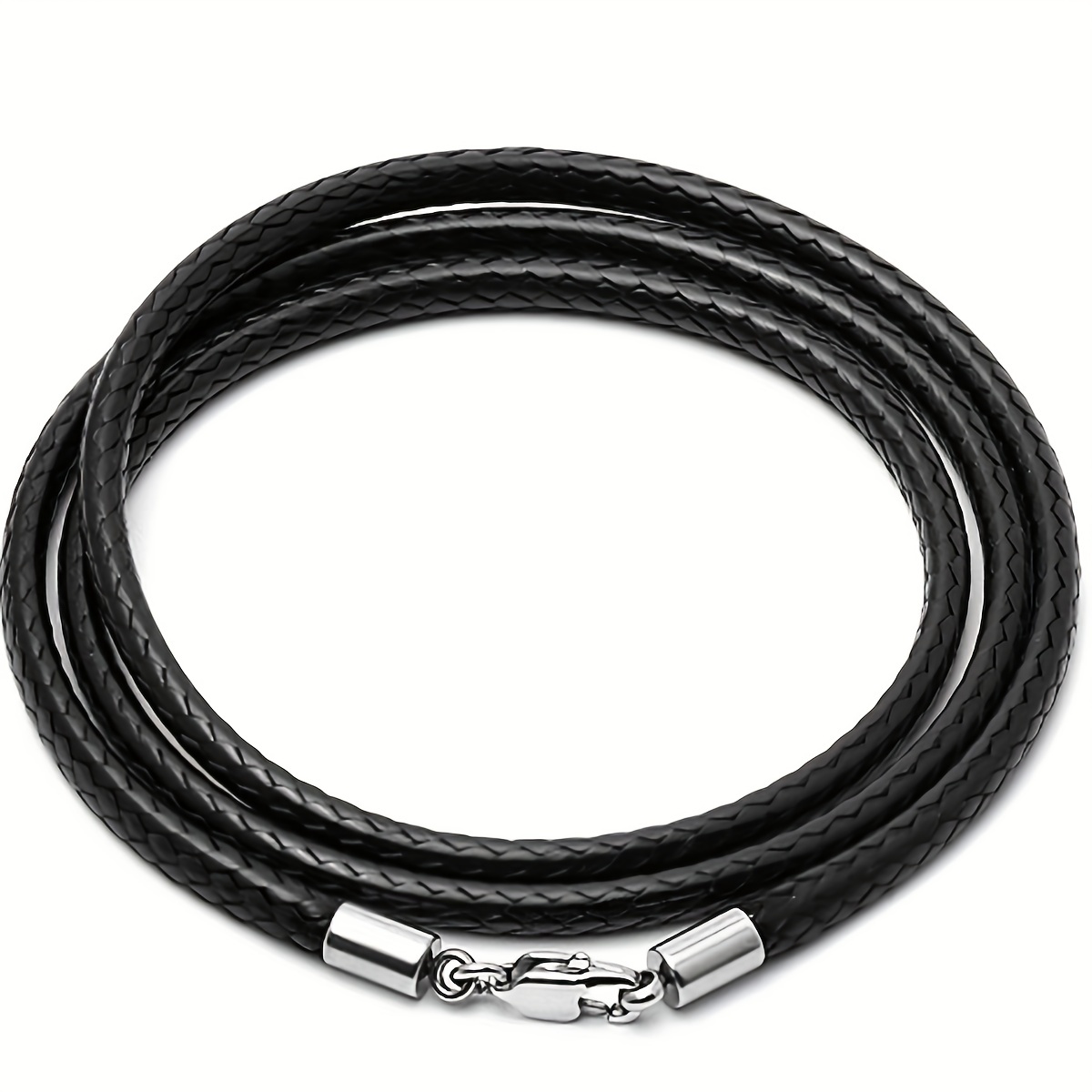 Men's 3mm Wax Cord Choker Necklace with Stainless Steel Clasp