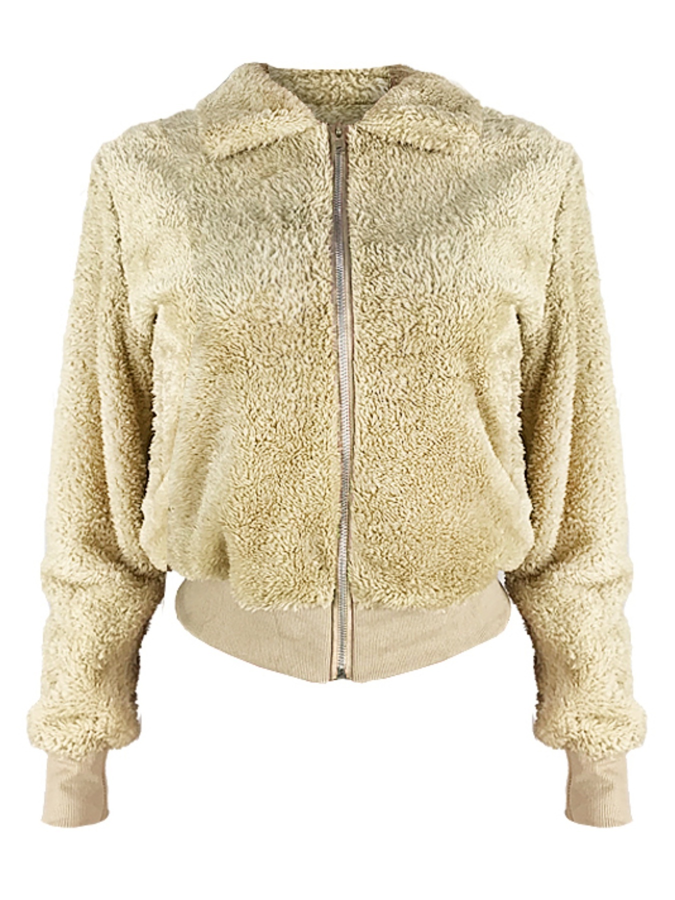 ONLY Mujer Chaqueta con 2 bolsillos en el pecho y peluche beige