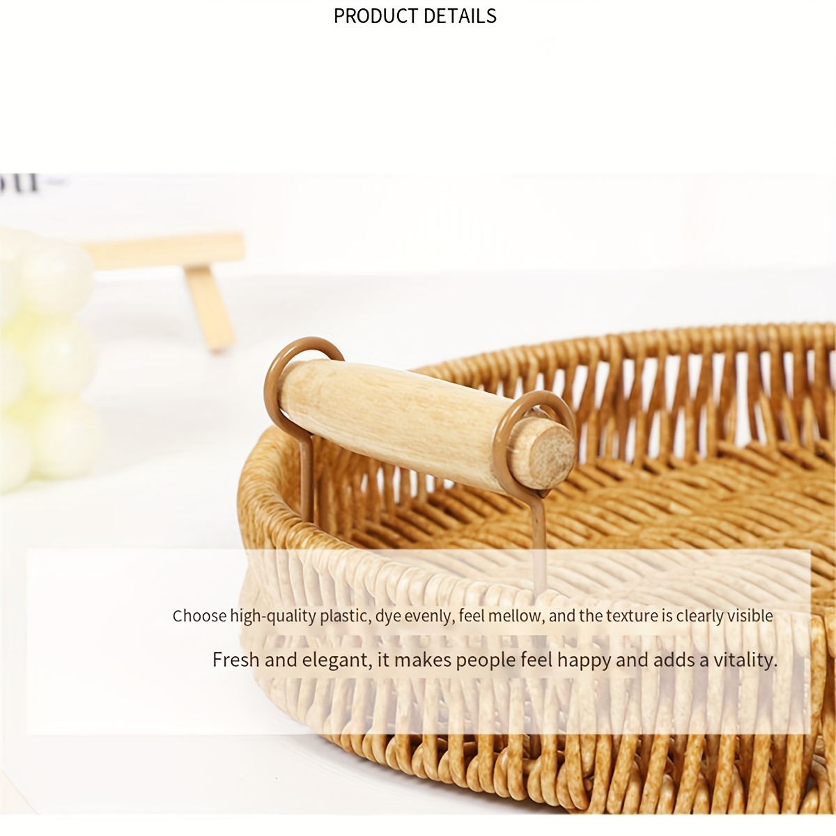 Stylish Imitation Rattan Desktop Storage Basket For Snacks