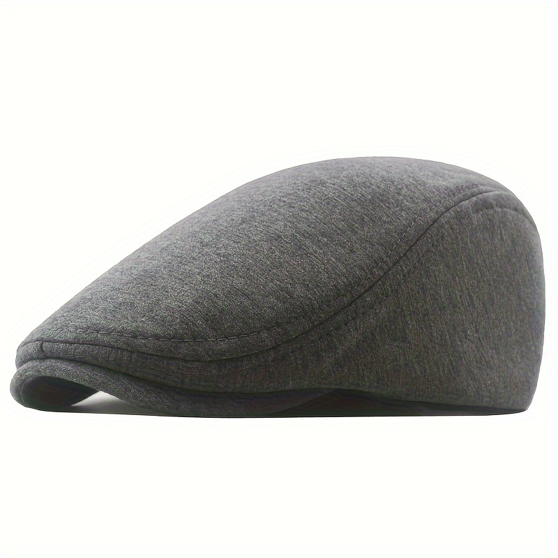 

Men's Warm Newsboy Cap, Adjustable Size Flat Cap, Irish Taxi Ivy Driving Cap, British Style Solid Color Beret