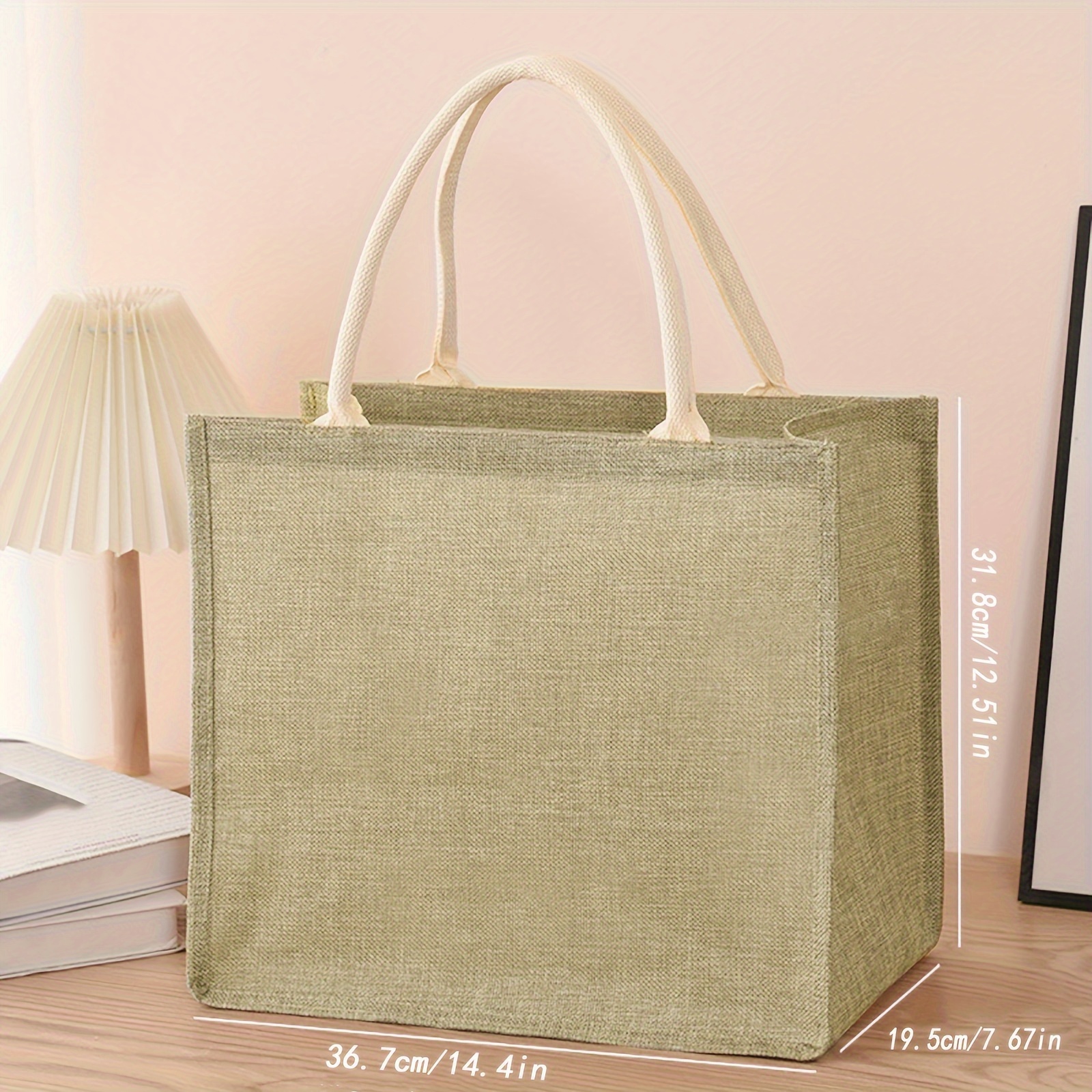 Linen Solid Color Oversized Tote Shopping Bag, Tote Bag, Reusable