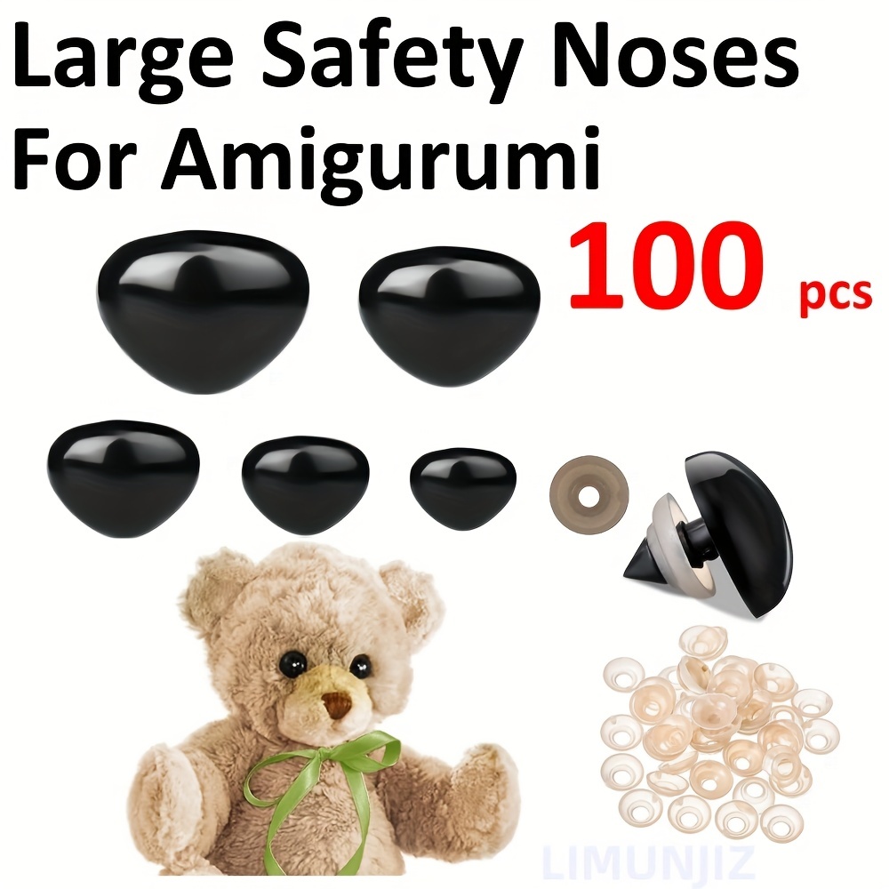LUTER Pack of 100 Plastic Animal Safety Noses Doll Noses with Washers  Safety Noses for Crochet Animals Soft Toy Safety Noses for Puppets Plush  Toys (5