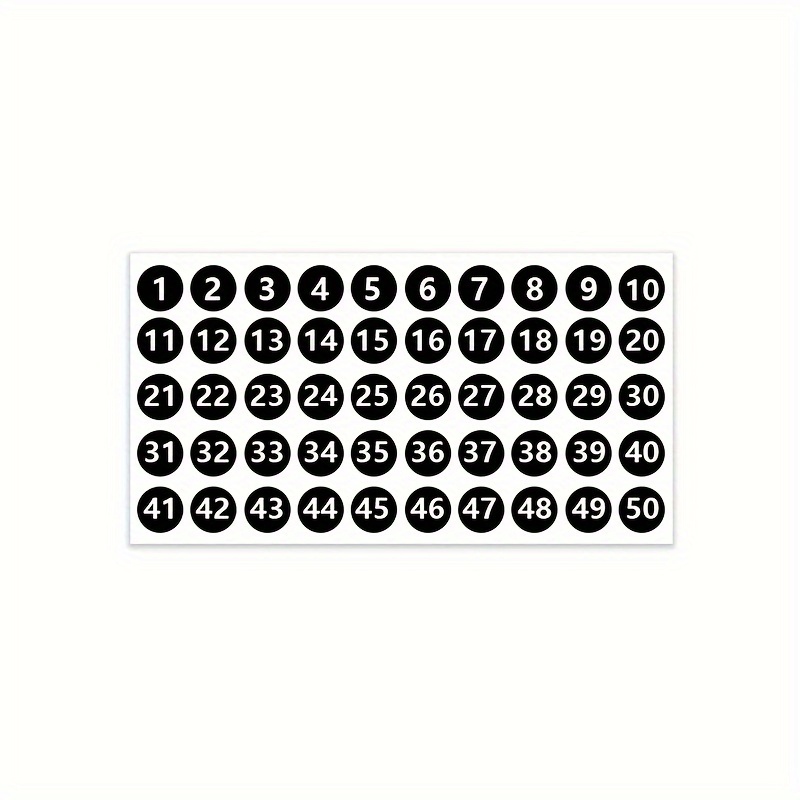 Round Number Sticker Consecutive Black Vinyl Number Labels 1 - Temu