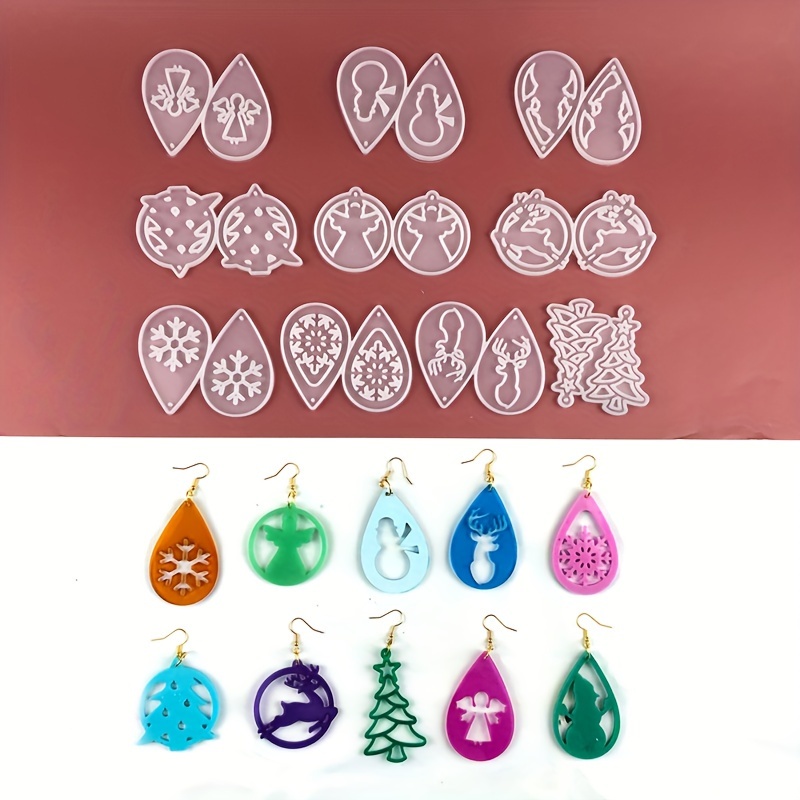 Silicone earrings mold Christmas for resin and epoxy mould for jewelry  Reindeer, Snowman