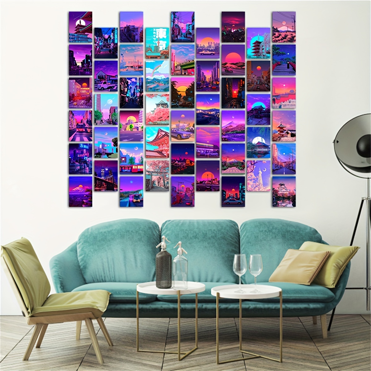 50PCS Green Neon Aesthetic Pictures Wall Collage Kit, Aesthetic Posters,  Neon Posters Collections, Bedroom Decor for Teen Girl 