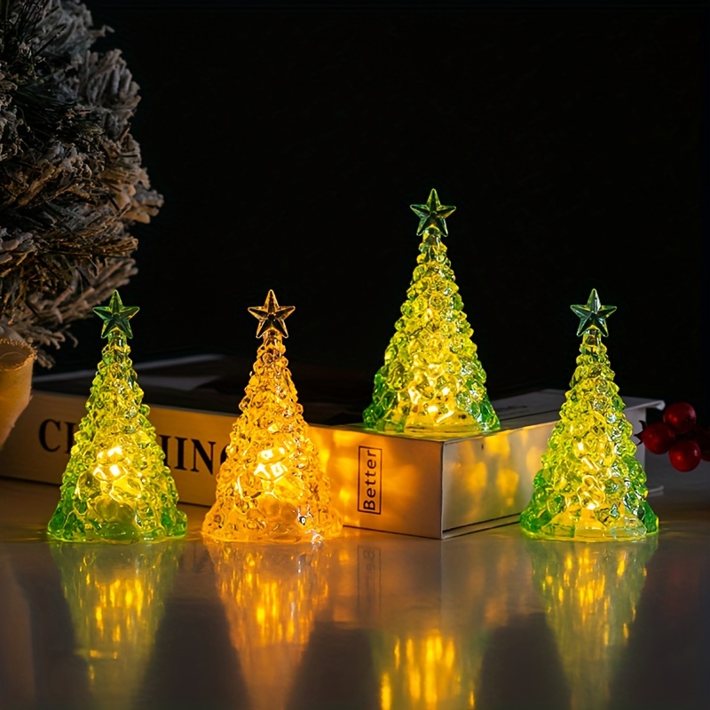 Christmas Decor Clearance Christmas Decoration Mini Luminous Christmas Tree  Transparent Crystal Night Light Desktop Decoration Prop Gifts