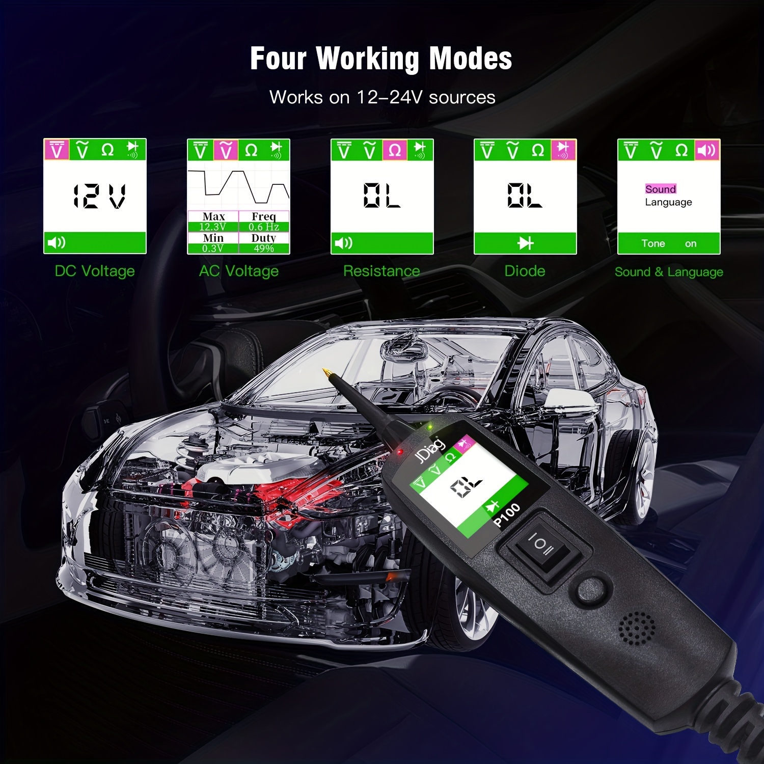 Aramox Testeur de circuit électrique, Voiture 6V 12V 24V CC testeur de  circuit de tension de camion de voiture Test de voiture VoltMet longue  ampoule de stylo-sonde : : Bricolage