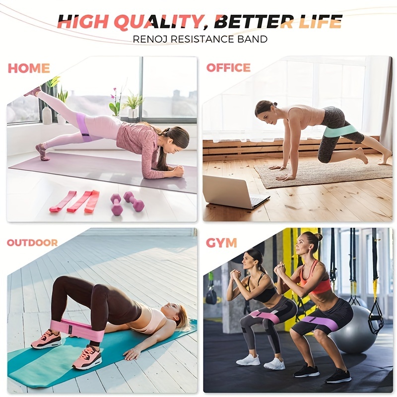 3pcs Resistance Bands Set for Legs and Butt Fabric Exercise Tension Loop Bands