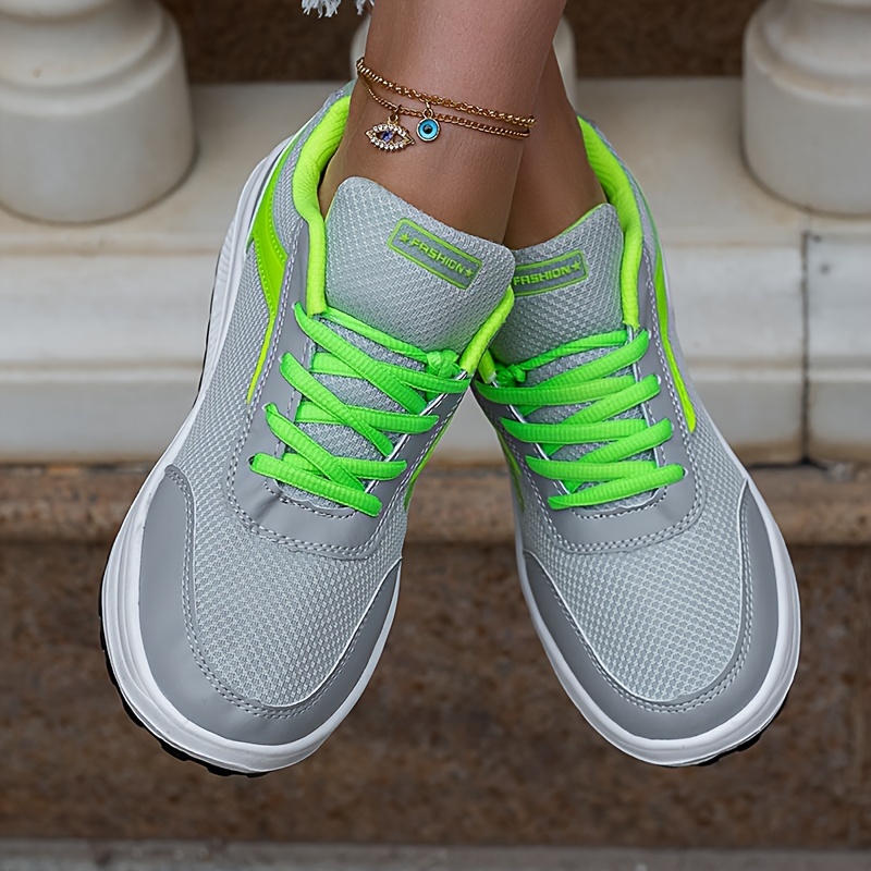 

Women's Casual Walking Sports Shoes, Comfort Lace Up Mesh Height Increased Wedge Sneakers
