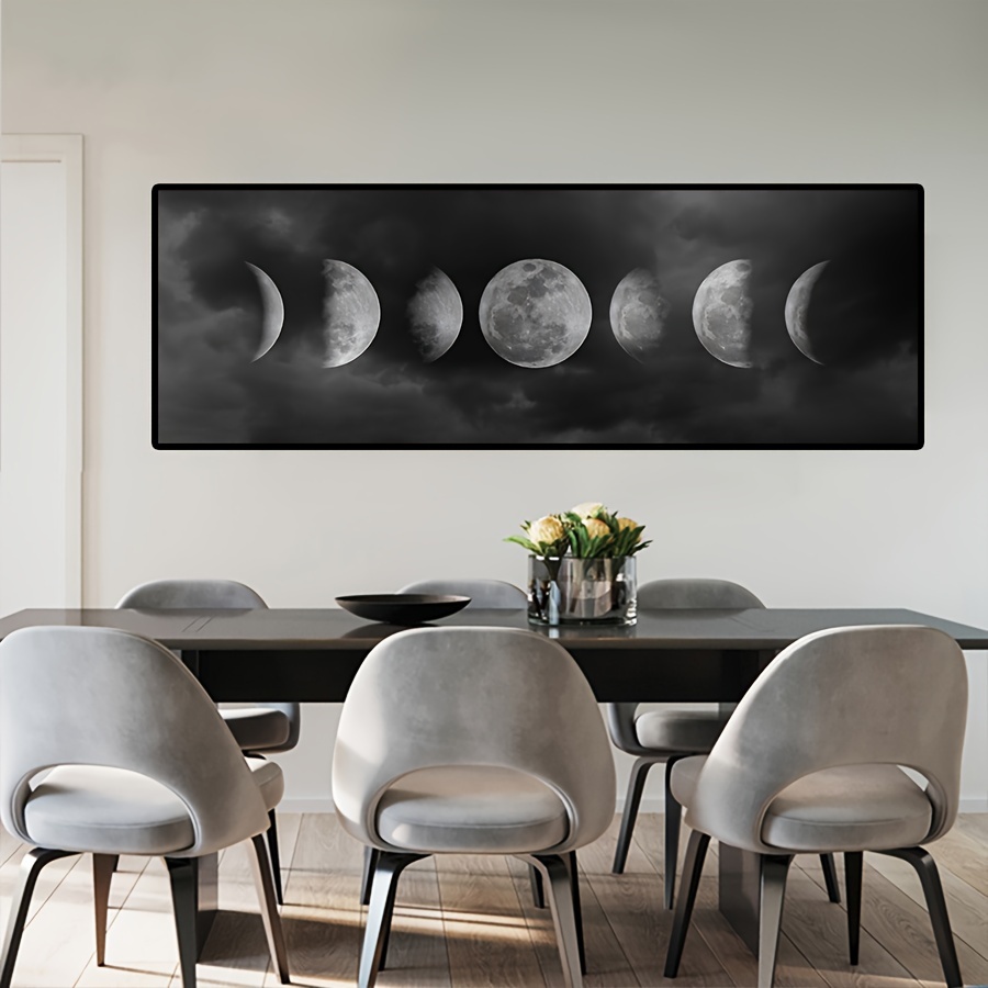 

1pc Modern Canvas Print Poster, Moon Waxing And Missing Moon Phase Change Map Canvas Wall Art, Artwork Wall Painting For Bathroom Bedroom Office Living Room Wall Decor, Home Decoration, No Frame
