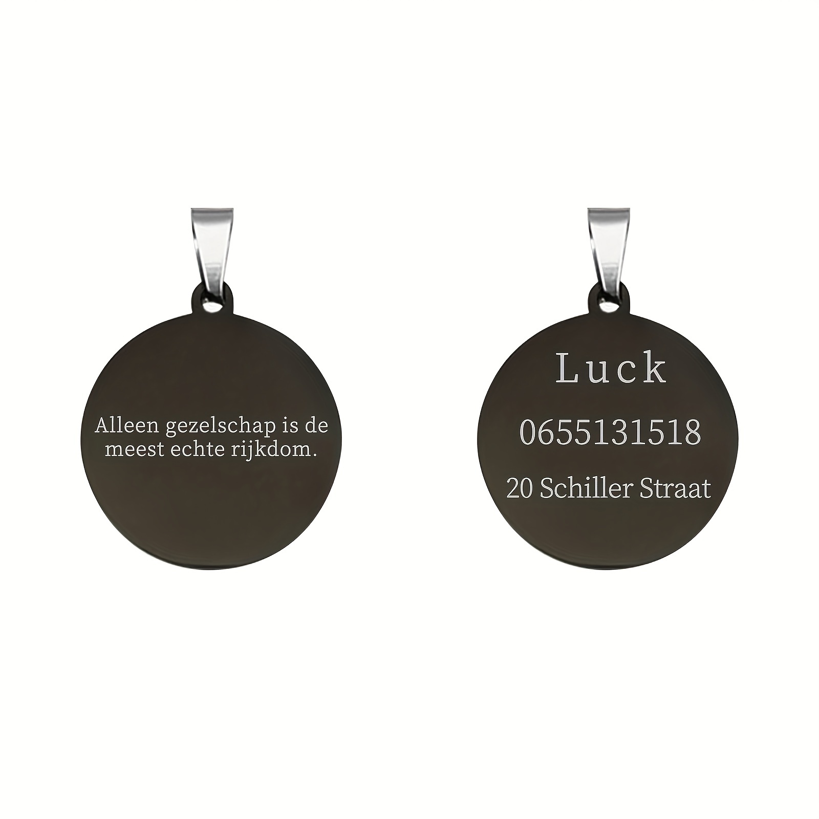 Personalized Black Stainless Photo Dog Tag Pendant