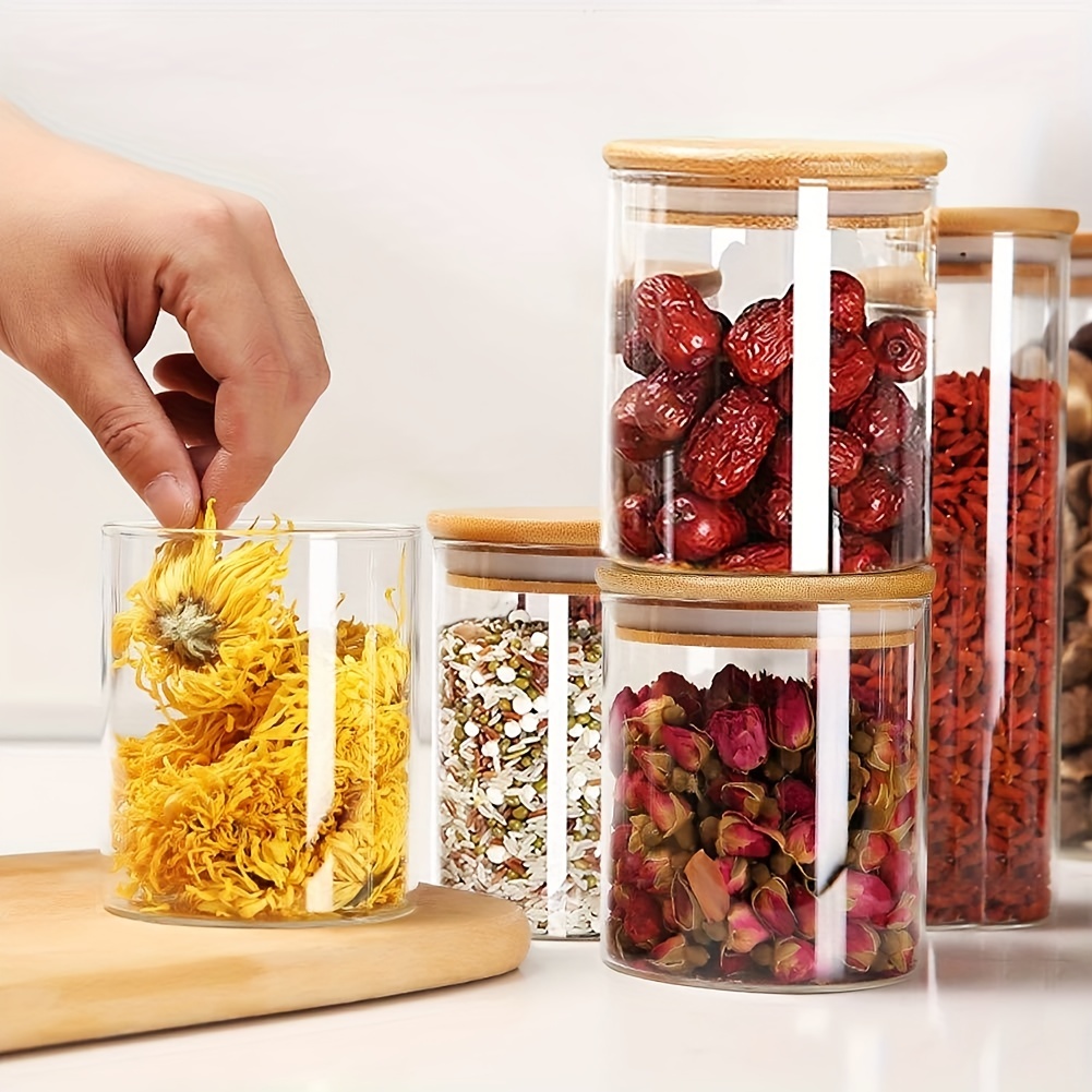 Organize Your Kitchen With These Glass Spice Jars With Bamboo