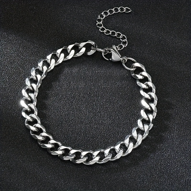 ZumrutStainless Steel Casual Hand Hip Hop Mens Cuban Chain Style Bracelet  with S Lock for Men/Boys