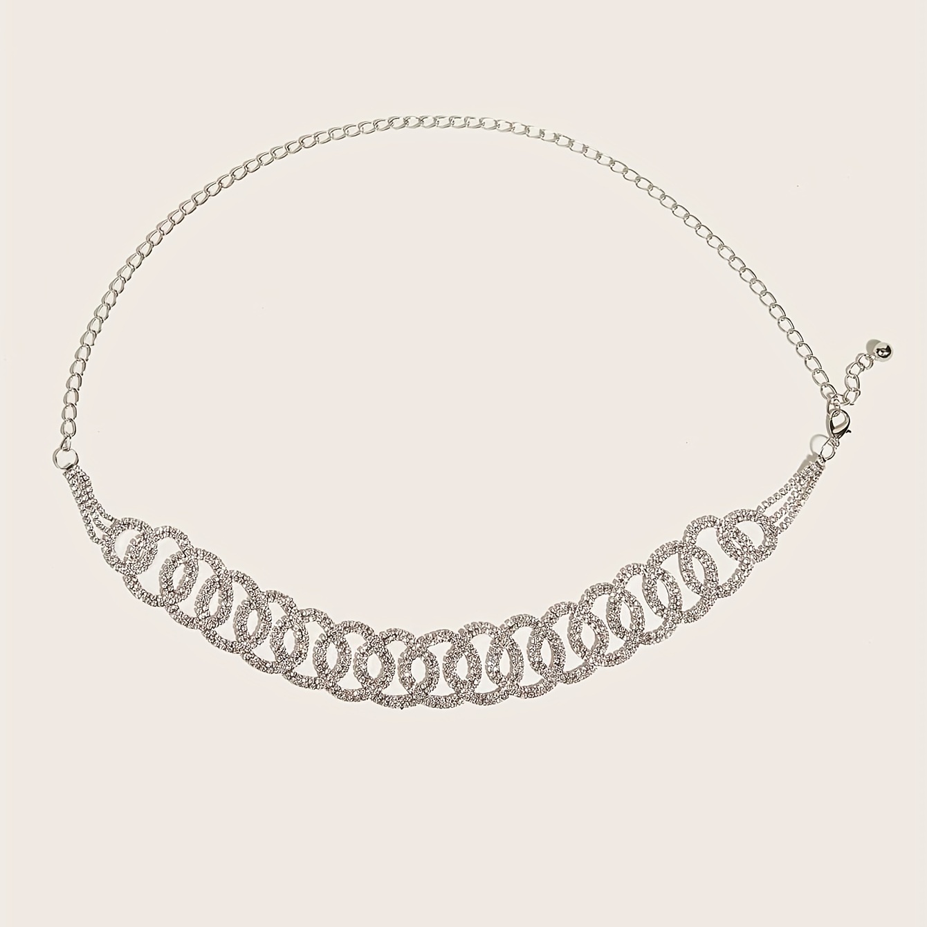 Golden Rhinestone Circle Decor Belt Double Circle Waist Chains