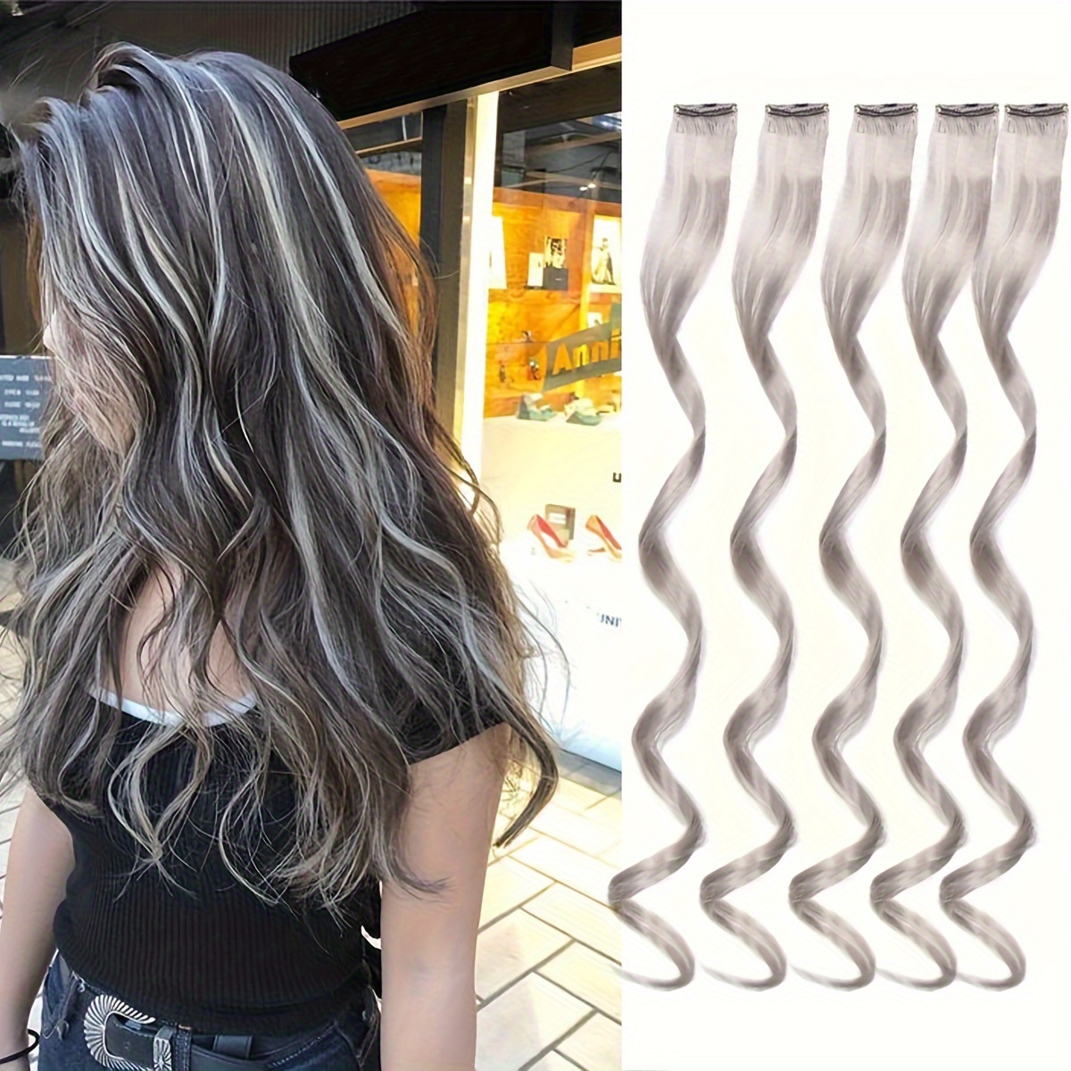 5Pcs Extensiones de Cabello de Colores Destacados para - Temu Chile