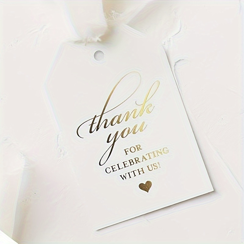 K11 Photo Design Thank You Gift Tags Gold Foil, 30-Pack, Wedding Favor Tags, Bridal Shower Gift Tags, Thank You for Celebrating with US for Baby, 16