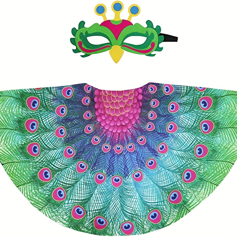 iROLEWIN Disfraz de pájaro, alas de pavo real para niños con máscara de  pájaro como niñas y niños, búho, juego de simulación, regalos de fiesta de