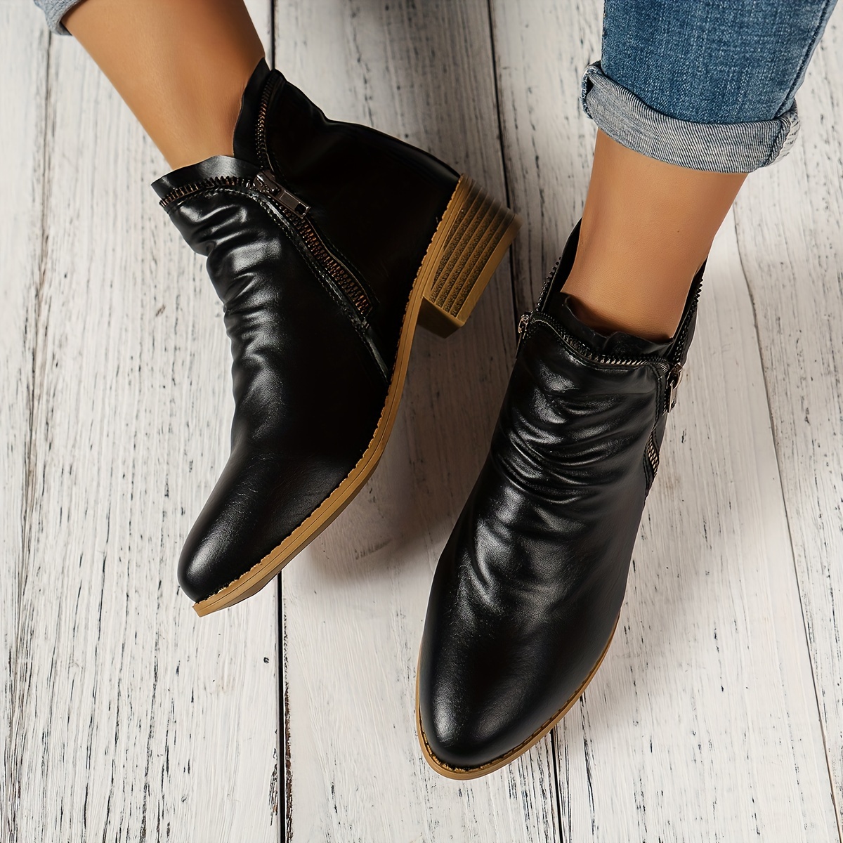 Black Ruched Ankle Boots