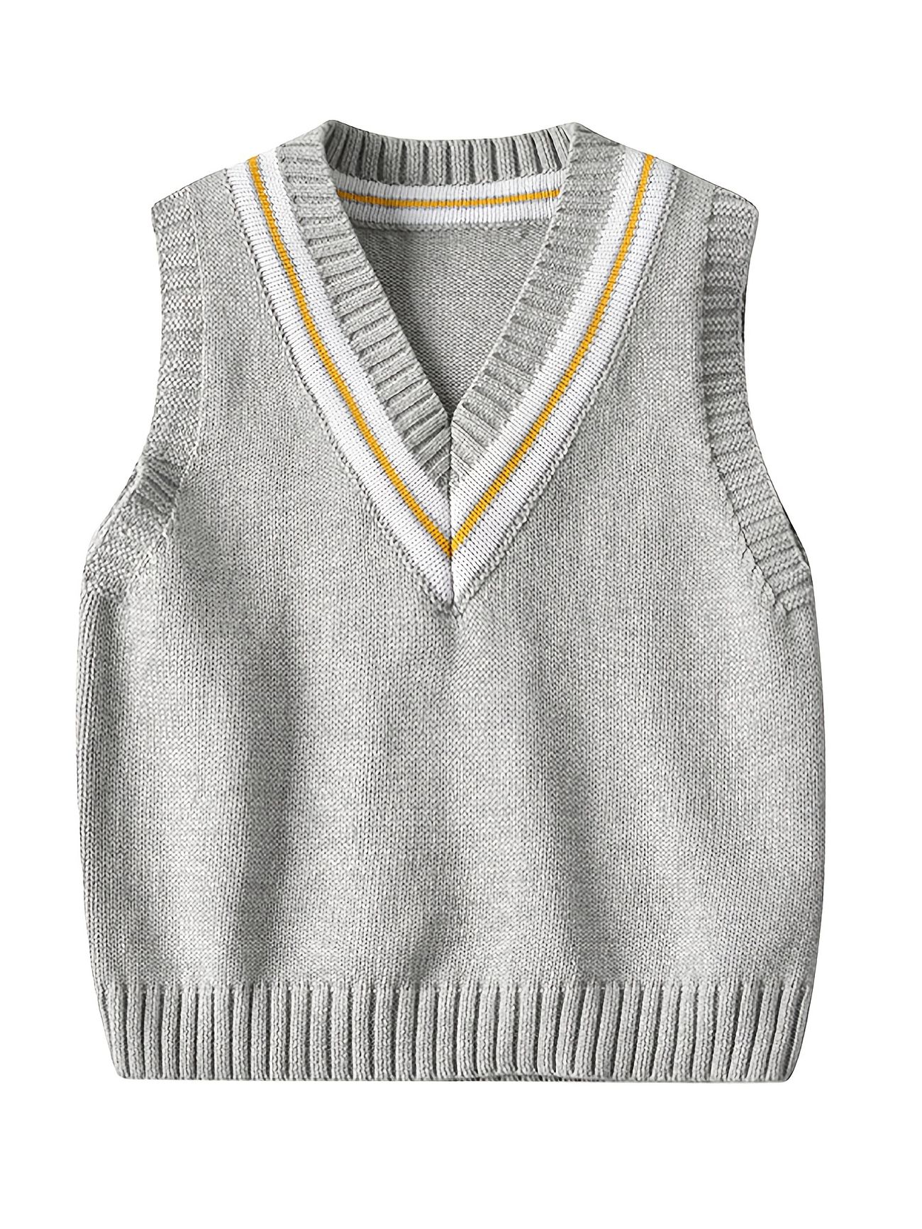 Solid Cotton Blend Casual Knit Vest Sweater