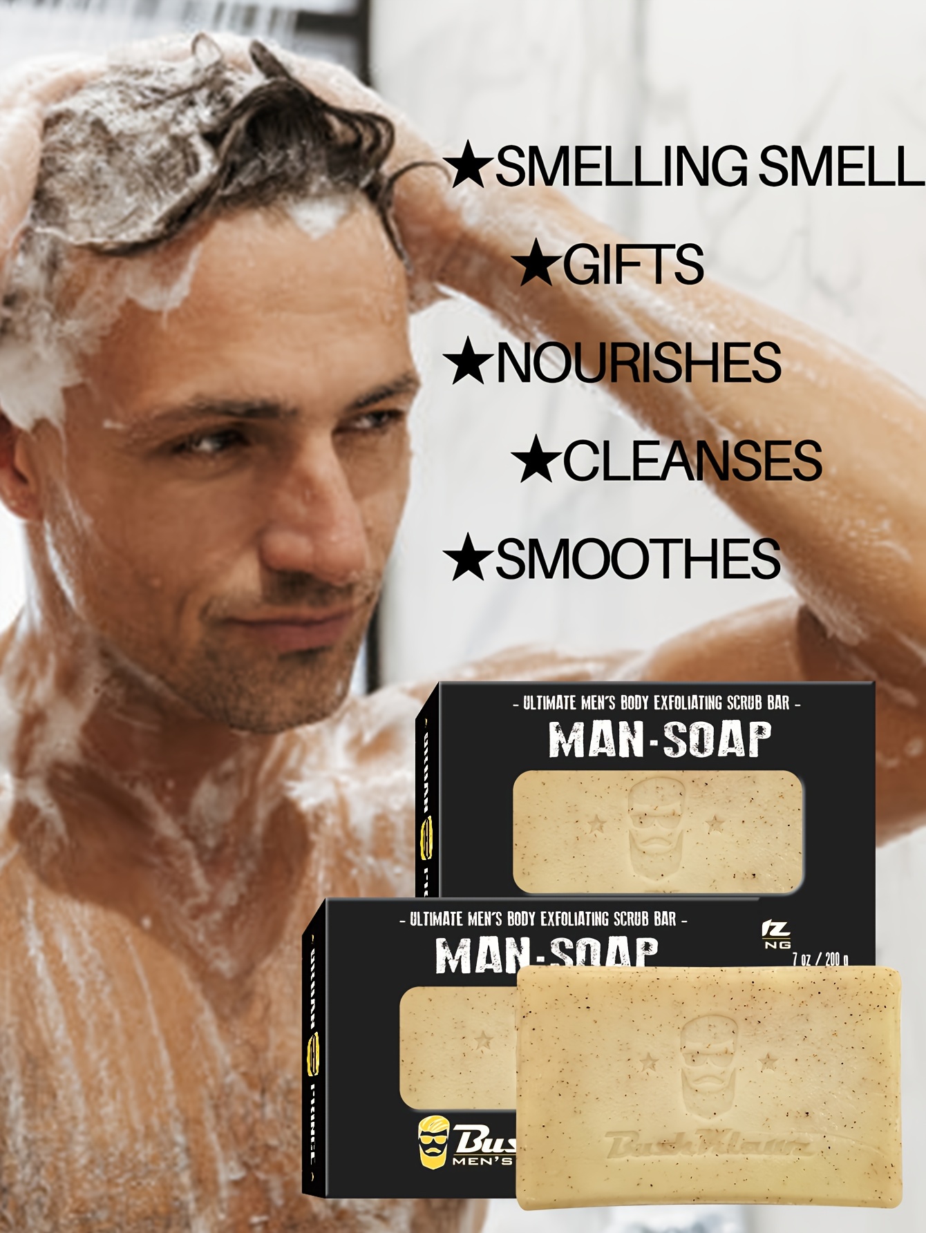 Exfoliating Beard, Hair & Body Bar Soap