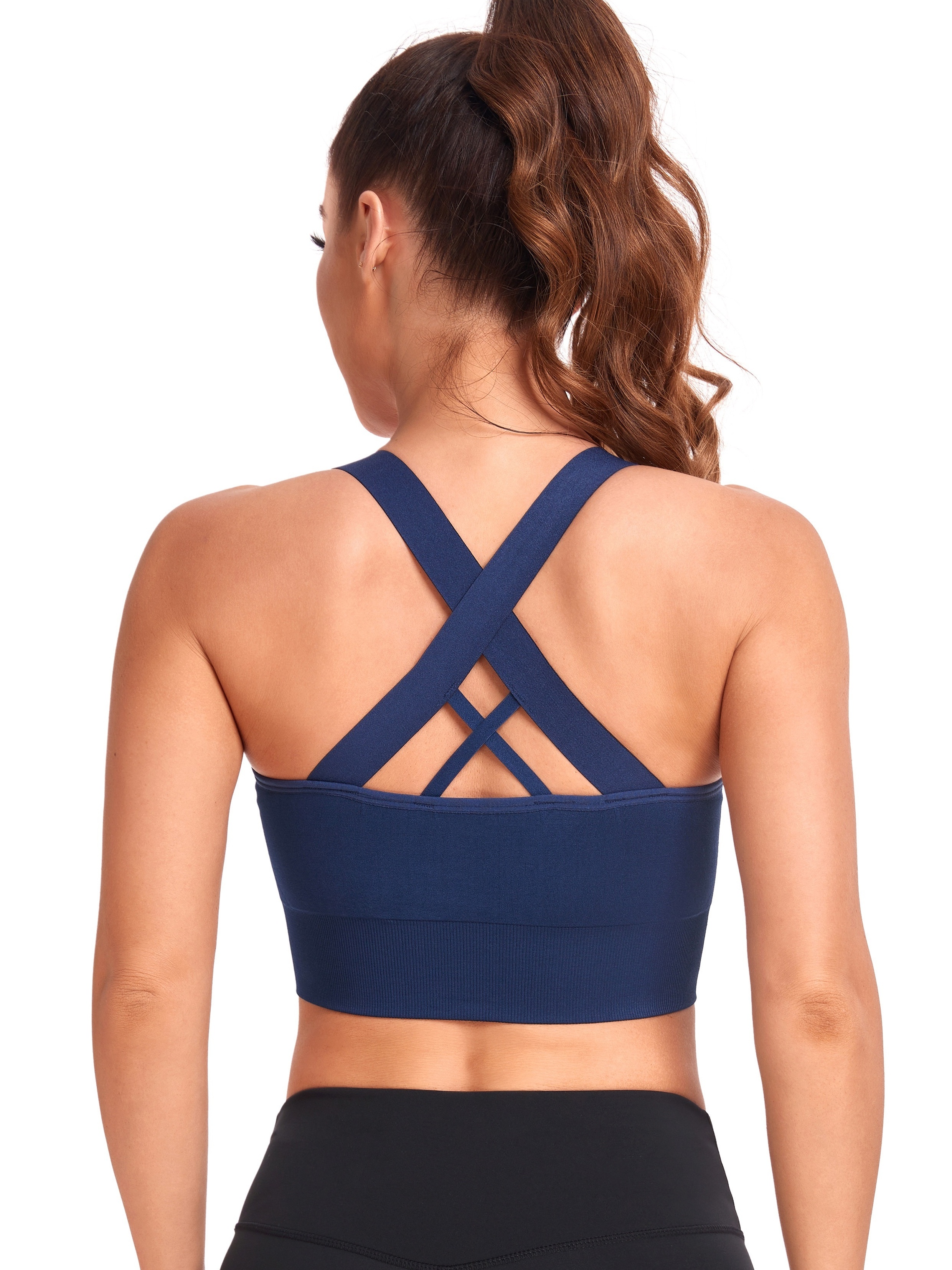 High Impact Longline Sports Bra for Large Bust Crossback Solid Gym