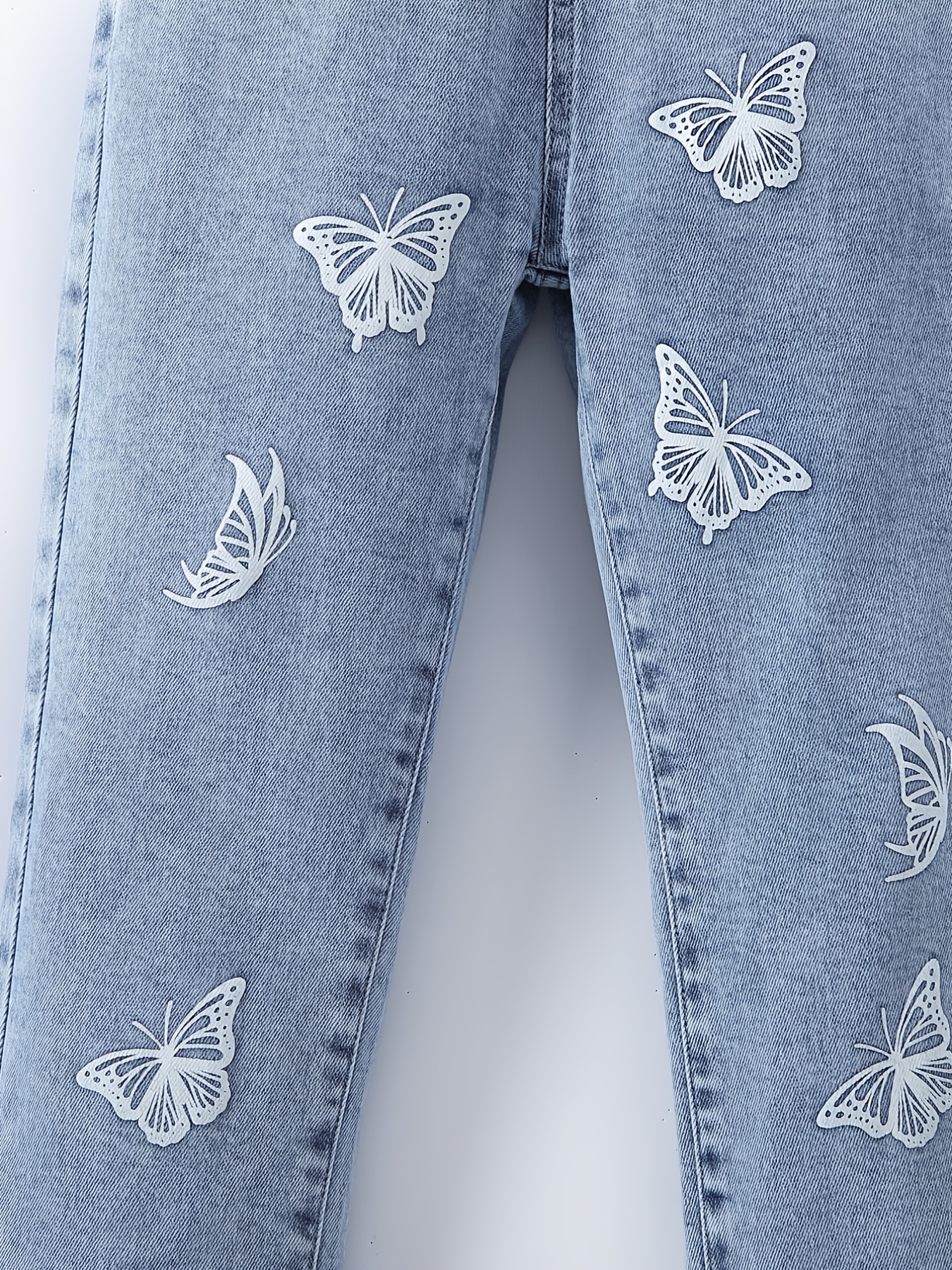 Pantalones vaqueros con estampado de mariposa para niñas - Temu