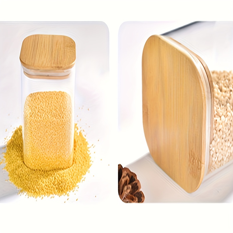 Stackable Square Glass Jars With Airtight Bamboo Lid Perfect - Temu