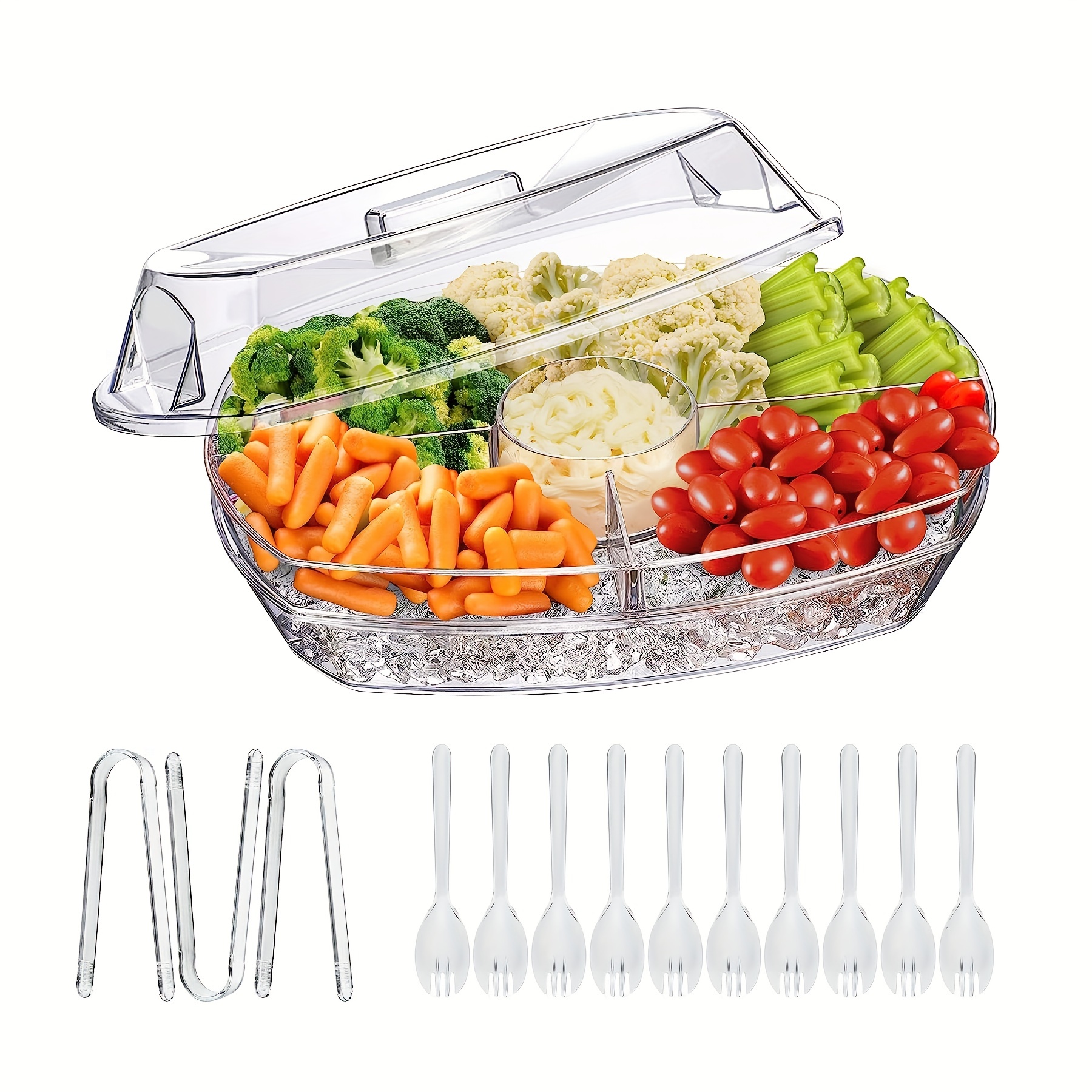Rectangular Buffet Dish Clear Serving Tray with Dome Lid Buffet Tray Dome  Cake Plate Server Platter Catering Platter for Party Food Fruit Dessert