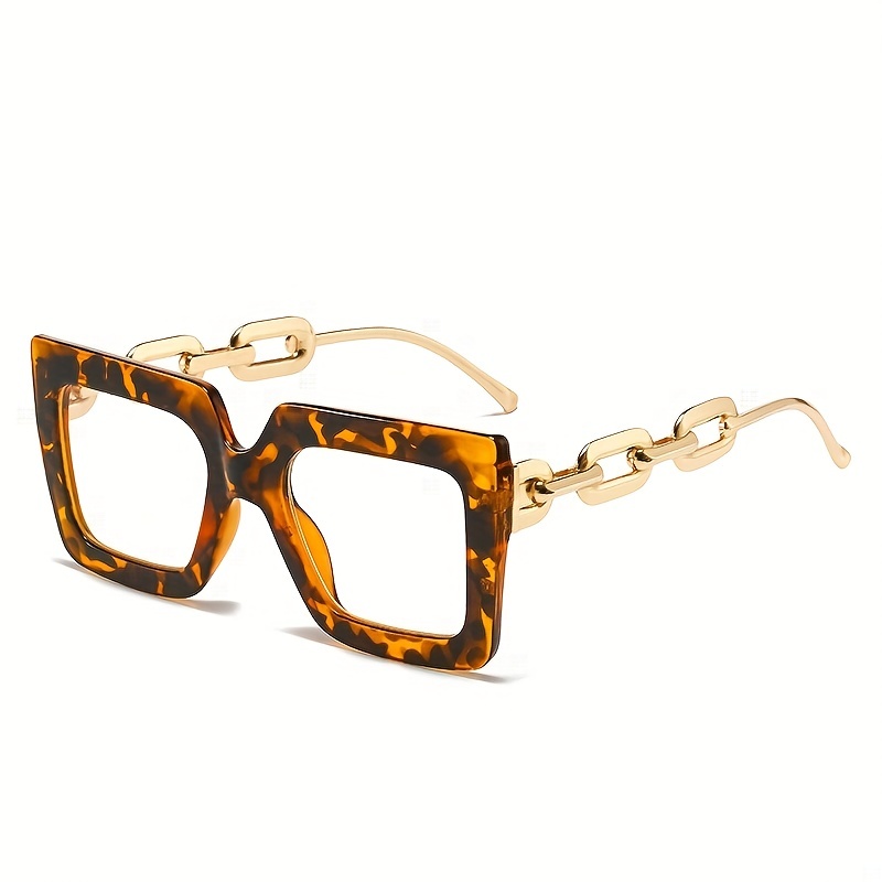Y2K Block Chain Clear Lens Glasses Anti Light Reading Glasses