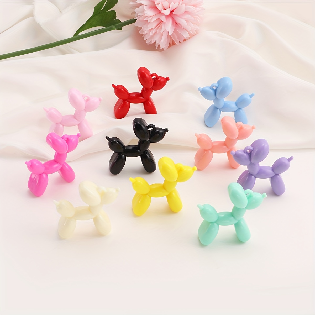 

10pcs Mixed Solid Colors Cute Balloon Puppy Shape Resin Charms For Earring Hair Accessories Stationery Phone Case Keychain Holshoe Decors Fridge Stickers Diy Crafting Jewelry Accessory Making Supplies
