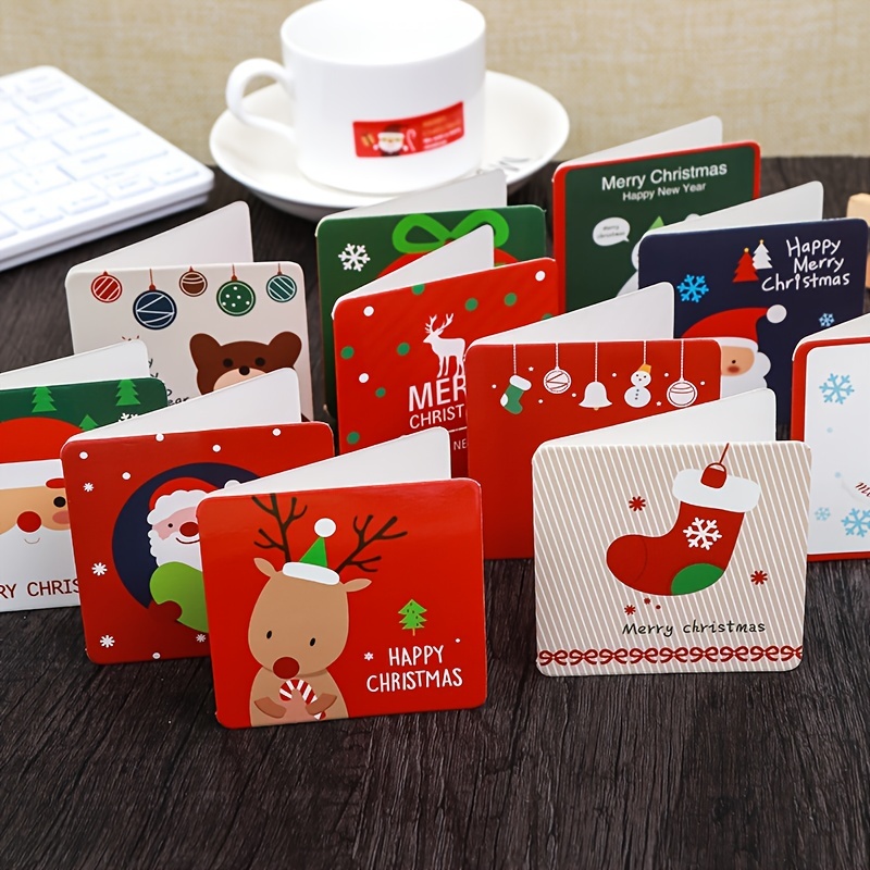 Mini carte de vœux de noël pour enfants, cartes de vœux de noël avec  enveloppe, carte postale du nouvel an, cadeau de fête de noël - AliExpress