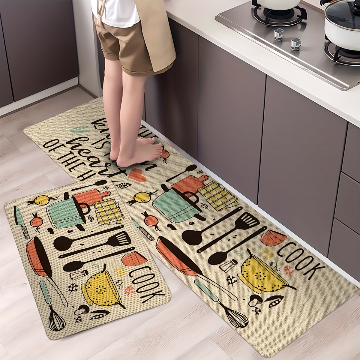 Kitchen Decor Area Rug Kitchen Non slip Carpet Cartoon Chef - Temu