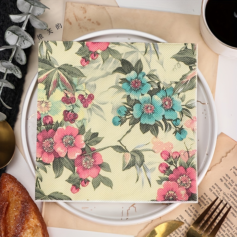 Dinner Towel Paper Towel 2023 New Four Season Flower Pattern