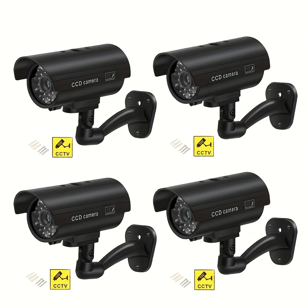Macarrie 8 cámaras falsas de seguridad falsas, cámara falsa realista,  cámara falsa de plástico, sistema de vigilancia CCTV con luz LED de  movimiento