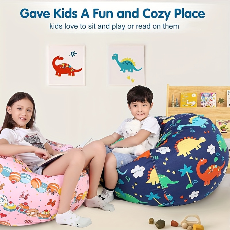 Stuffed Animal Storage Bean Bag Cover for Kids - Organize, Sit, Play & Box  Help Promote Comfort