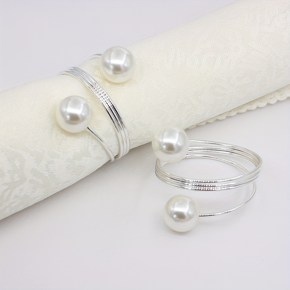 Image of Set Of 6 Abs -style Napkin Rings, Made Of Metal, Suitable For Hotel Wedding Table Decorations, In Golden, Silvery, Rose Golden, And Black, With 4 Electroplated Color Options