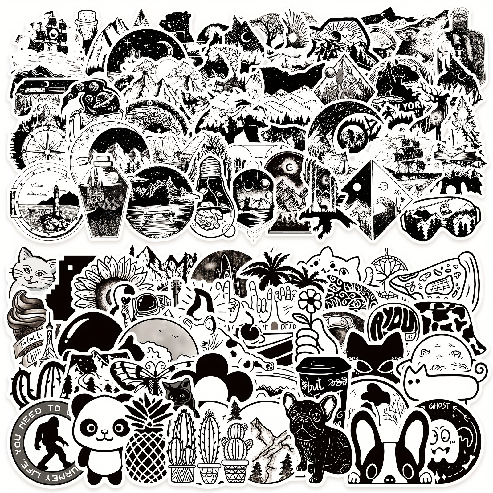 Black And White Stickers Black Stickers Cool Stickers For - Temu