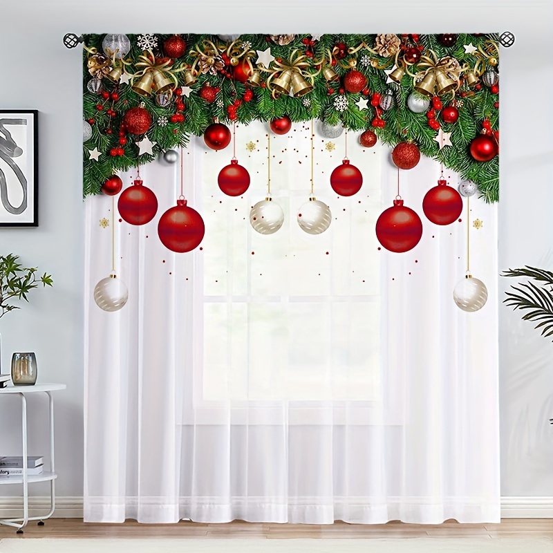 Comprar Navidad muñeco de nieve puerta globo moderno tul cortinas para sala  de estar dormitorio hogar cocina ventana cortinas transparentes