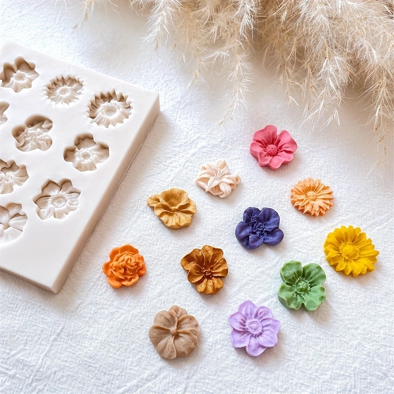 1pc Polymer Clay Flower Molds, Reusable Silicone Clay Molds Designed for  DIY Crafts